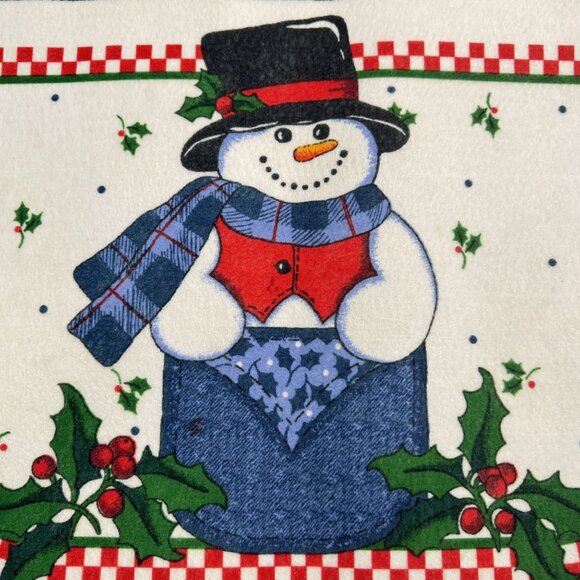 Snowman Holly Half-Round Rug 30"x18" Rubber Back Christmas Welcome Mat by B&D - Picture 2 of 6
